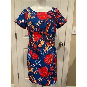 Plenty by Tracy Reese Blue Multicolor Floral Short Sleeve Sheath Dress Size 8